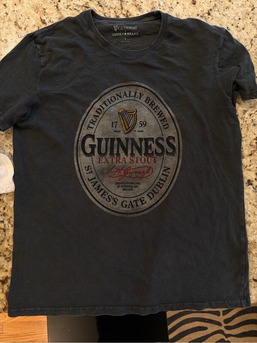 Lucky Brand Black Short-Sleeve Guinness Logo Tee